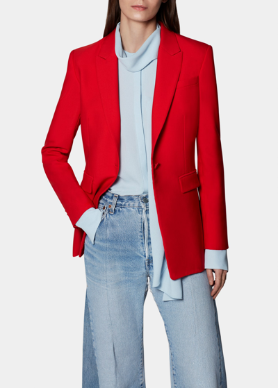 Another Tomorrow Single Button Blazer Jacket In Red