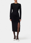 ANOTHER TOMORROW RUCHED LONG SLEEVE MIDI DRESS