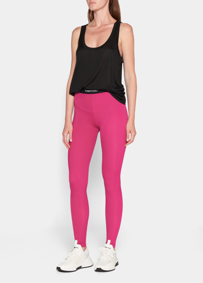 Tom Ford Logo-band Skinny-leg Pants In Fuxia