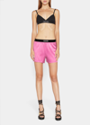 Tom Ford Velvet-trimmed Silk-blend Satin Shorts In Rosebloom
