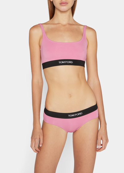 Tom Ford Logo Band Jersey Bralette In Rosebloom