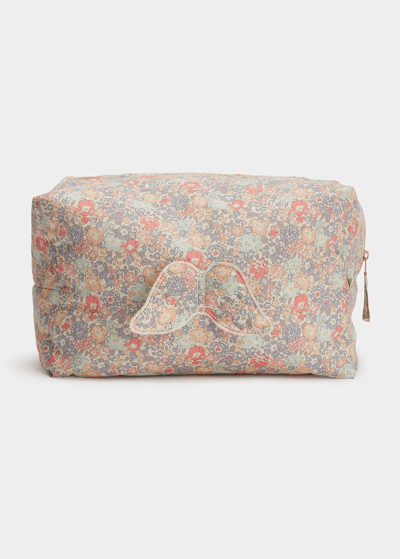 Marie Chantal Kids' Liberty Print Angel Wing Large Wash Bag In Pink