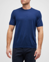 Nomad Men's Cashmere T-shirt W/ Tipping In Navy/denim
