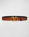 Valentino Reversible Vlogo Buckle Belt In Selleria / Black