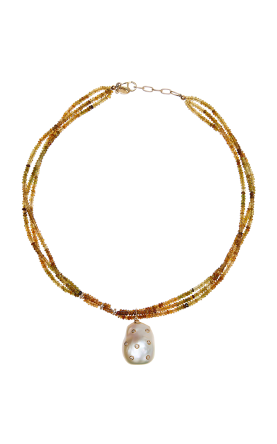 Joie Digiovanni Ombre Chocolate Diamond Baroque Pearl Necklace In Brown