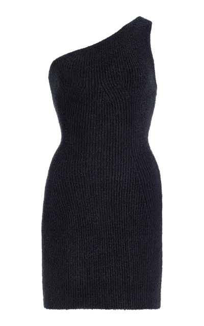 Wardrobe.nyc + Hailey Bieber One-shoulder Ribbed Cotton-blend Mini Dress In Black
