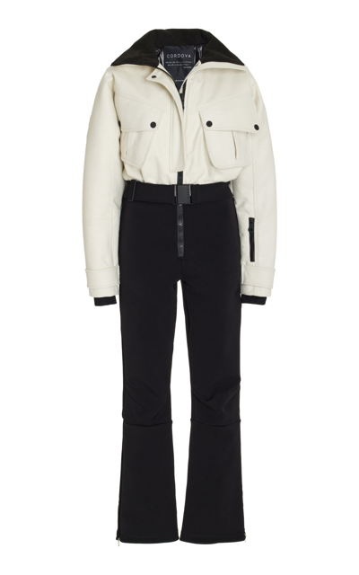 Cordova The Telluride Belted Two-tone Wool-blend And Twill Ski Suit In Neutrals