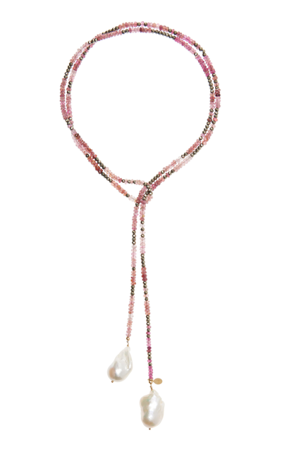 Joie Digiovanni Pink Tourmaline Ombre Classic Gemstone Lariat Necklace