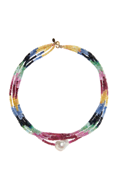 Joie Digiovanni Precious Gemstones Five Strand Choker Necklace In Multi