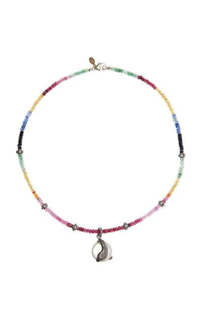 Joie Digiovanni Ruby; Emerald And Sapphire Diamond Snake Necklace In Multi