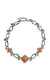 WENDY YUE CORAL IN DECO 18K WHITE GOLD SAPPHIRE AND DIAMOND NECKLACE