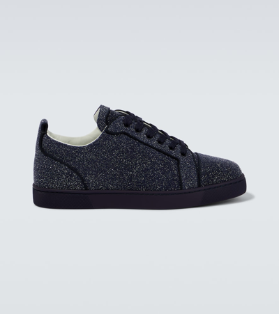 Christian Louboutin Louis Junior Embellished Leather Sneakers In Ink