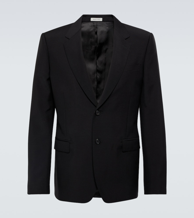 Alexander Mcqueen Wool And Mohair Blazer In Grey