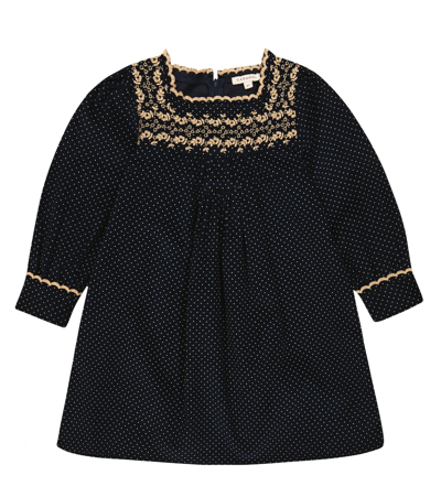 Caramel Kids' Robina Polka-dot Corduory Dress In Navy Dot