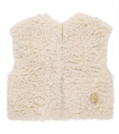 The Animals Observatory Kids Off-white Sheep Faux-shearling Waistcoat