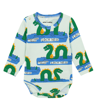 Mini Rodini Baby Printed Cotton-blend Onesie In Green