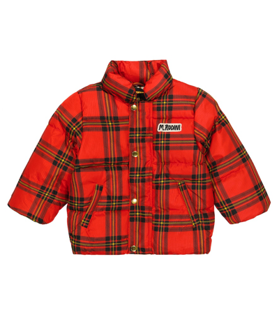 Mini Rodini Checked Puffer Jacket In Red