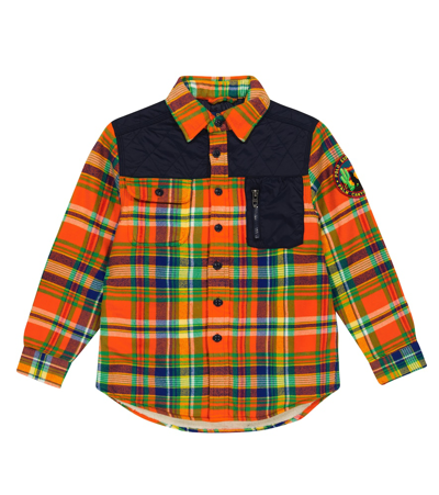 Polo Ralph Lauren Kids' Checked Cotton Flannel Shirt In 5870 Orange/royal Mutli
