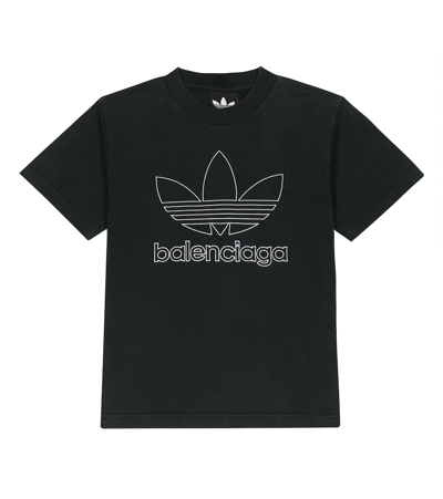 Balenciaga Kids' X Adidas Cotton T-shirt In Black,white