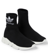 Balenciaga X Adidas Sock Sneakers In Black/white Logo