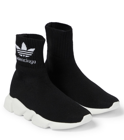 Balenciaga X Adidas Sock Sneakers In Black/white Logo