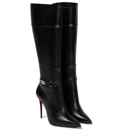 Christian Louboutin Lock Kate Botta Leather Knee Boots In Black