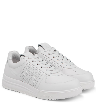 Givenchy 4g Logo-embossed Leather Sneakers In White