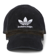 Balenciaga Adidas Distressed Logo-embroidered Cotton-twill Baseball Cap In Black/white