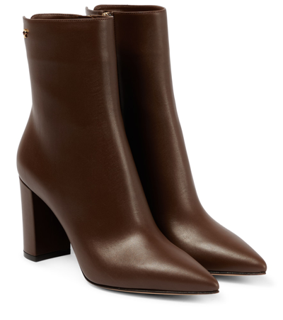 Gianvito Rossi Leather Ankle Boots In Brown