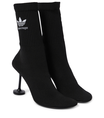 Balenciaga X Adidas Sock Ankle Boots In Black/white Logo