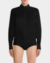 Wolford London Effect Button-down Bodysuit In Black