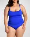 La Blanca Plus Size Island Goddess Lingerie One-piece Swimsuit In Sapphire