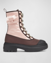 Fendi Nylon Biker Boots W/ Baguette Pocket In Pink