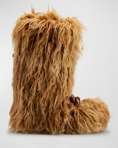 Stella Mccartney Fur Free Fur Shaggy Boots In Brown