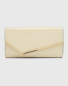 Jimmy Choo Emmie Flap Patent Leather Clutch Bag In Lattelight Gold