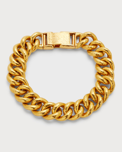 Gurhan Men's Hammered 24k Yellow Gold Cuban Chain Bracelet