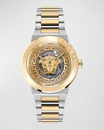 Versace Medusa Infinite Skeleton Watch, Female, Pnul, One Size In Gold/silver