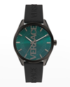Versace V-vertical Gunmetal Watch With Green Sunray Dial In Gun