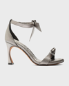 Alexandre Birman Clarita Metallic Ankle-bow Sandals In Grafite