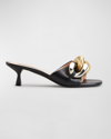 Stella Mccartney Falabella Two-tone Chain Sandals In 1000 Black