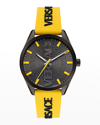 Versace Men's V-vertical Silicone Logo Watch, 42mm In Gun