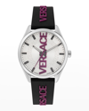 VERSACE MEN'S V-VERTICAL LOGO SILICONE STRAP WATCH, 42MM