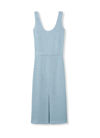 St John Front-slit Boucle Tweed Knit Midi Dress In Sky Blue