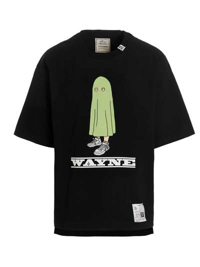 Miharayasuhiro Wayne Printed Cotton Jersey T-shirt In Black