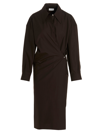 Lemaire Twisted Dress With Straight Collar And Buttons In Burgundy