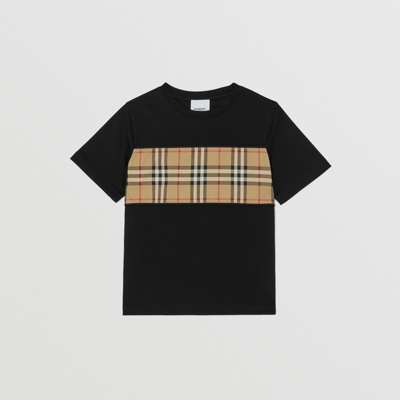 BURBERRY BURBERRY CHILDRENS VINTAGE CHECK PANEL COTTON T-SHIRT