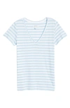 Nordstrom Everyday V-neck T-shirt In Blue Falls- White Charm Stripe