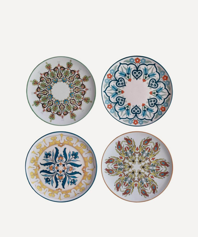 Les Ottomans Iznik Porcelain Plates Set Of Four In Multi-colour