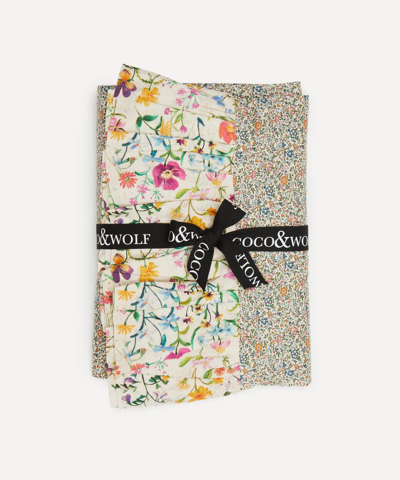 Coco & Wolf Katie And Millie & Linen Garden Medium Frill Edge Tablecloth In Multicoloured