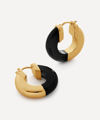 Monica Vinader Gold Kate Young Half Gemstone Small Hoop Earrings Black Onyx In Multi
